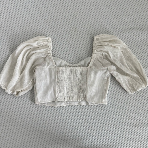 Abercrombie & Fitch Milk Maid White Puff Sleeve Crop Top Size XS - Picture 4 of 4